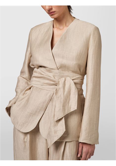 Alpha Studio beige linen blazer with belt and V-neck ALPHA STUDIO |  | AD-6611N2016